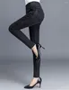 Calças de brim femininas casual preto alta wasit magro lápis vintage elegante estiramento tornozelo comprimento calças jeans mãe vaqueros leggings pantalones