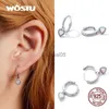 Stud WOSTU 925 sterling silver perline rotonde opale amore cuore orso orecchio fibbie orecchini per le donne moda partito gioielli regalo E1385 YQ231026