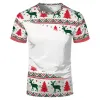 Sublimation Blank Christmas Tie-Died Tshirt 100% Polyester Bleach Unisexe Adultes Enfants À Manches Courtes Tenue De Famille Vêtements En Gros