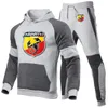 Herrspårar Abarth 2023 Spring and Autumn Set Zip Hoodie Pants Pieces Pieces Casual Tracksuit Male Sportswear Brand Clothing Sweat Suit