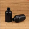 100pcs / lot en gros 50 ml bouteille d'émulsion en plastique PET noir bouchon à vis en aluminium 50 grammes liquide rechargeable petit échantillon conteneur quantité Heeo