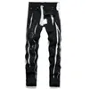 Herren Jeans Männer Crystal Stretch Denim Streetwear Painted Black Hosen Slim Straight Hosen