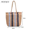 Sacs de soirée Mode Paille Tissé Sac À Bandoulière Rayures À La Main Été Plage Top-poignée Sac À Main Voyage Vacances Femmes Vacances Shopper 231026