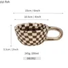 Mugs Irregular Checkerboard Coffee Cup Ceramic Water Cups Milk Tea Afternoon Mug Drinkware 231026