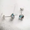 Stud Ear Studs Aquamarine Mavi Taş Yıldız Avrupa Kadınlar İçin Zarif Fine Yahudi 2023 925 STERLING Gümüş YQ231026