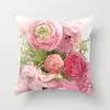 Floral Decorative Cushion Cover Peach Skin Flower Pattern Pillow Case 18 x 18 Inch Home Sofa Wedding Decoration