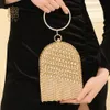 Evening Bags Sparkly Gold Wristlets Bridal Clutches Bag Luxury Rhinestone Diamonds Party Purse Evening Bags Women Ladies Clutch With Chain 231026