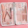 Kit per nail art Set di clipper spot in oro rosa da 23 pezzi Pinze per coltelli in acciaio inossidabile per strumenti per la bellezza del piede e per rifinire le sopracciglia