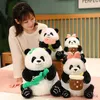 Gefüllte Plüschtiere Panda Spielzeug mit Blase Teetasse/Bambus/Blume Stofftier Puppe Spielzeug für Kinder Baby schöne Geschenke