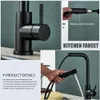 Kitchen Faucets Pullout Faucet Black SUS404 360 Rotation Dual Sprayer Cold Water Tap Vessel Sink Mixer Single Hole 231026