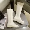 Stivale Stivali alti al ginocchio Piattaforma in morbida pelle Scarpe invernali da moto Donna Tacchi Cerniera lunga Ins y 231025