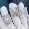 Custom Sier Men Full Baguette Cut Moissanite Single Letter Ring for Hip Hop Jewelry