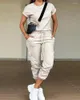 Dwuczęściowe spodnie damskie Summer Solid Solidne krótkie spodnie spodnie Suits Casual Urban Tracksuit Sets Women Outifits Trening