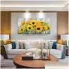 Dipinti Di grandi dimensioni Pittura a olio fatta a mano Astratta Girasole su tela Modern Wall Art Home Decorare Dipinto a mano Immagine spessa Goccia Dhxsb