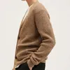 Jaquetas masculinas homens suéteres malhas outono inverno com decote em v grosso cardigan jaqueta e casacos moda manga longa cor sólida masculino topo