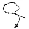 Handmade Cord Knotted Cross Rosary Bracelet Rope Hand knitted Spanish Fashion Decenarios Lucky Jewelry211D