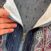 Casual Dresses JAMERARY Herbst Mode Buchstaben Jacquard Denim Jeans Kleid Damen Perlen Blume Stickerei Gürtel Reißverschluss Plissee Kurz