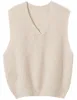 レディースベスト長いセーターベストメリノウールvネック2023秋冬の温かいノースリーブニットプルオーバー女性服