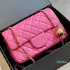 Evening Crossbody Bag Women Classic Chain Card Holder Läder Bag Gold Ball Pink Fashion Envelope Wallet