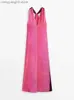 Basic Casual Dresses Sexy Strapless Gradient Halter Maxi Robes Women Contrasting Colors Loose Elegant Dresses Lady Backless Sleeveless Long Beachwear T231026