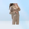 MISSKY 2PCSSet Women Pajama Sets Sleep Wear Solid Color Lapel Imitation Silk Long Sleeve Home Wear2790235