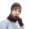 Baretten 3in1 Muts Sjaal Handschoenen Set Voor Mannen Vrouwen Warm Houden Gebreide Fleece Gevoerde Gebreide Halswarmer Outdoor Ski Fietsen