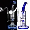 Hoge Glazen Bong Blauwe Matrix Perc Waterpijpen Bubbler Dikke Glazen Waterpijpen Bedwelmende Dab Booreiland Rookpijpen