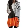 Женские толстовки 2023, пальто на Хэллоуин, платье с 3D принтом ужасов Y2K, футболка средней длины с длинными рукавами, прямые продажи с фабрики