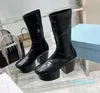 High quality winter boots! Fashion show unique horseshoe heel leather designer shoes ball Street Martin boot luxury zipper shoe