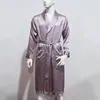 Vêtements de nuit pour femmes et hommes, chemise de nuit en soie de mûrier, manches longues, pyjama en dentelle Simple, robes de matin, vêtements de maison, peignoir