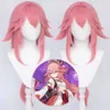 Cosplay Genshin Impact Miko Guuji Yae Costume Women Pink Long Hair Wig Dress Outfit Halloween Party Costumes