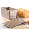 Baking Tools Practical Bread Toast Mold Golden Corrugated Design Even Thermal Conductivity Rectangle Shape Make