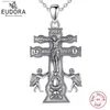 Pendentif Colliers Eudora 925 argent Sterling catholique Caravaca Crucifix orthodoxe russie croix collier pour homme chérubin ange pendentif cadeau chrétien Q231026