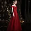 Roupas étnicas Elegante Um Ombro Lantejoulas Francês Hepburn Chiffon Vestido de Noite Cheongsam Back Bandage Prom Fomail Vestido Vestidos de Noche