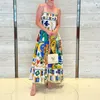 2023 Australijski projektant Fancy Women Long Dress Abstrakcyjny wzór Zebrany talia