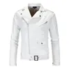 Men S Leather Faux Mens Jackets Black White Casual Lapel Slim Fit Diagonal dragkedja Motorcykel PU JACKE KLÄDER 231026