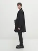 Men's Trench Coats MassimoDutti Business Casual Minimalist Style High Quality Black Mid Length Design Coat