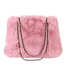 Sacos de noite Inverno Lady Faux Fur Messenger Bag Grande Capacidade Material de Pelúcia Bolsa de Ombro Feminino Cor Sólida Cadeia Bolsa de Compras 231026