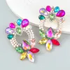 Boucles d'oreilles pendantes romantiques en résine colorée, clous en cristal en forme de fleur pour femmes et filles, bijoux de fête à la mode