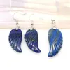 Losse edelstenen Angel Wing oorbellen hanger set natuurlijke edelstenen Amethist Rozenkwarts helende kristallen Fashion Party charme sieraden accessoire