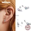 Stud WOSTU 925 sterling silver perline rotonde opale amore cuore orso orecchio fibbie orecchini per le donne moda partito gioielli regalo E1385 YQ231026