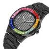 Orologi da donna Orologi ghiacciati di lusso per uomo Luxury Hiphop Rapper Orologio oro nero da uomo colorato con strass bling Calendario Reloj Hombre 231025