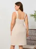 Plus Size Dresses Linen Casual Solid White Summer For Women Vintage Suspenders Waffle Checkered Arrival In 2023