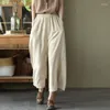 Women's Pants 2023 Autumn Wide Leg For Women Elastic Waist Straight Trousers Vintage Loose Oversize Calf Capri Cropped