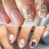 Faux ongles français manucure automne fleurs ongles conseils détachables longs ovales presse sur les femmes