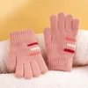 Five Fingers Gloves Children's Woolen Gloves for Autumn and Winter Boys Girls Warmth Cold Protection Baby Knitted Alpaca Striped Five Finger