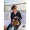 Autumn Winter Trendy Warm Mink Fur Grass Bag Real Fur Women's Bag Cloud Leopard Pattern Fashion Mink Fur Pleated Cross Shoulder Underarm Bag YWZWH