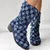 Boots Designer Fashion Goth Denim Chelsea Canvas Ankle Women Shoes Cowboy Winter 2024 Motorcycle Pumps Cotton 231026