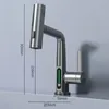 Rubinetti della cucina Tirando il sollevamento del display digitale rubinetto Cascata Rubinetto del lavabo Spruzzatore a getto Miscelatore per lavello acqua fredda Rubinetto per il lavaggio per il bagno 231026