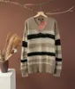 womens Sweaters Autumn and Spring loro piano V-neck Striped Cashmere Sweater